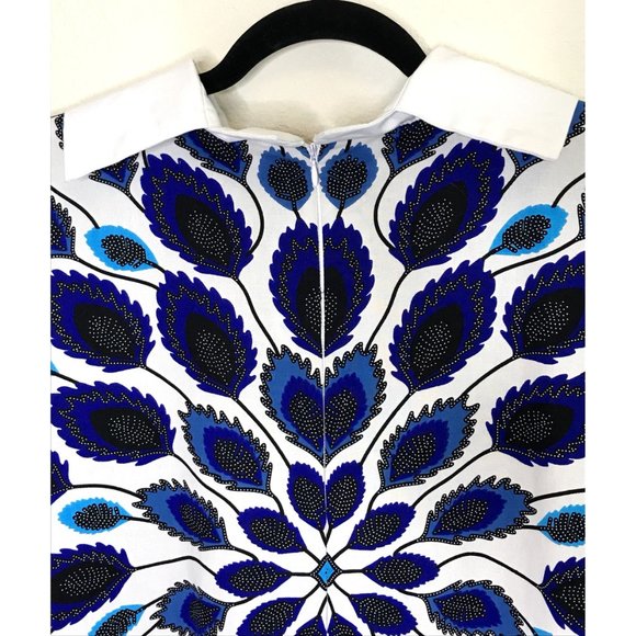 Chic Blue and White Patterned Mini Dress - Picture 8 of 12